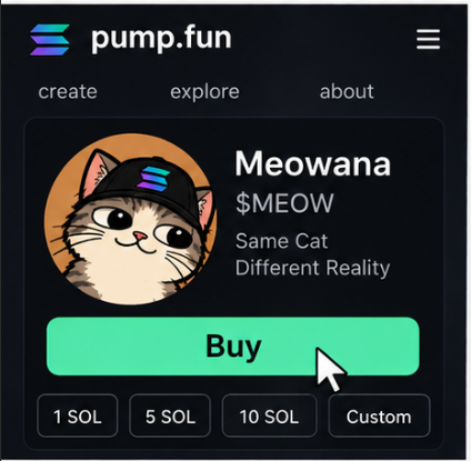 Mock token page with a buy button